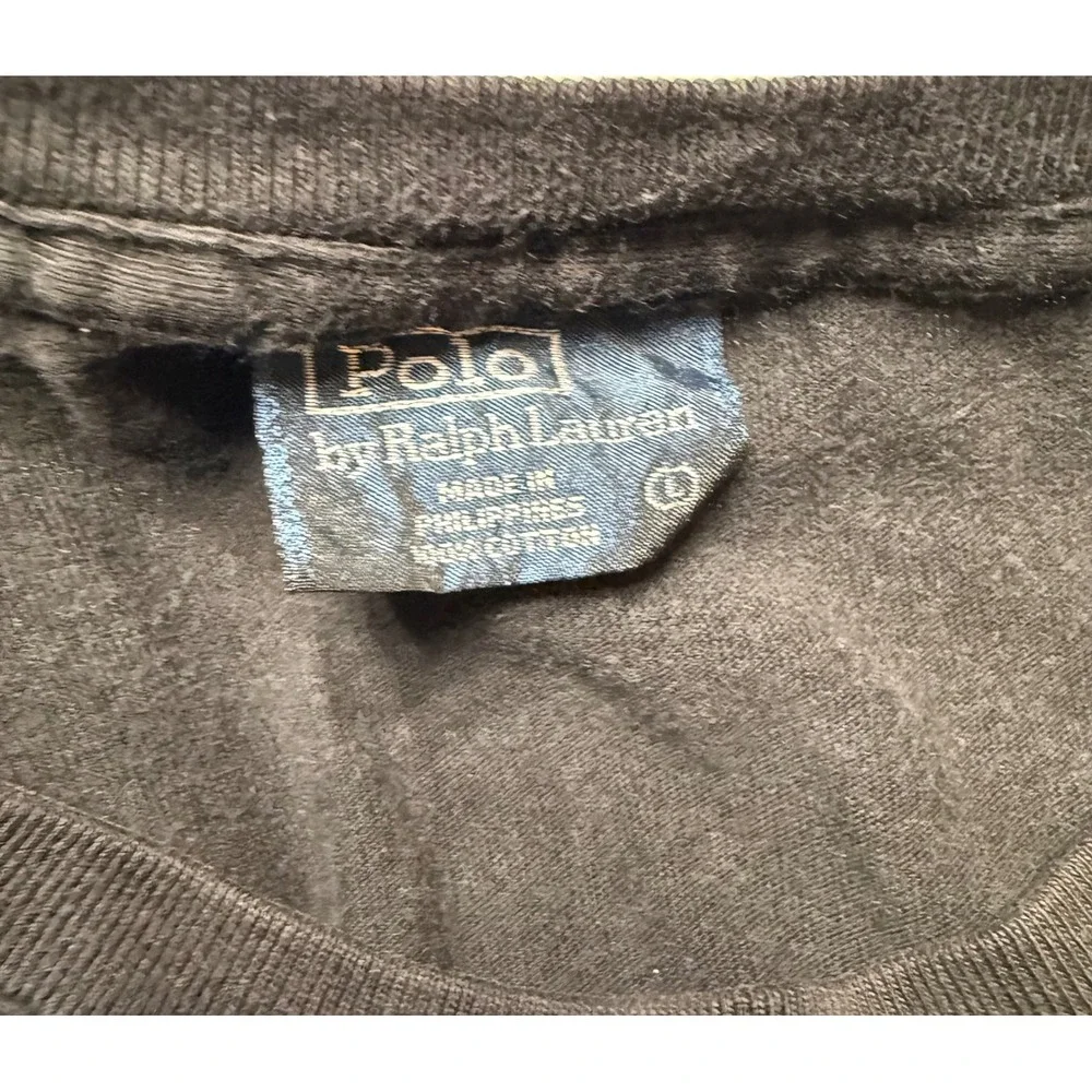 Polo Ralph Lauren‎ Mens Large Black Pocket T-Shirt Single Stitch Short Sleeve L
